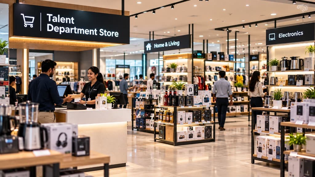 Talent Department Store checkout and retail floor with home, living and electronics departments