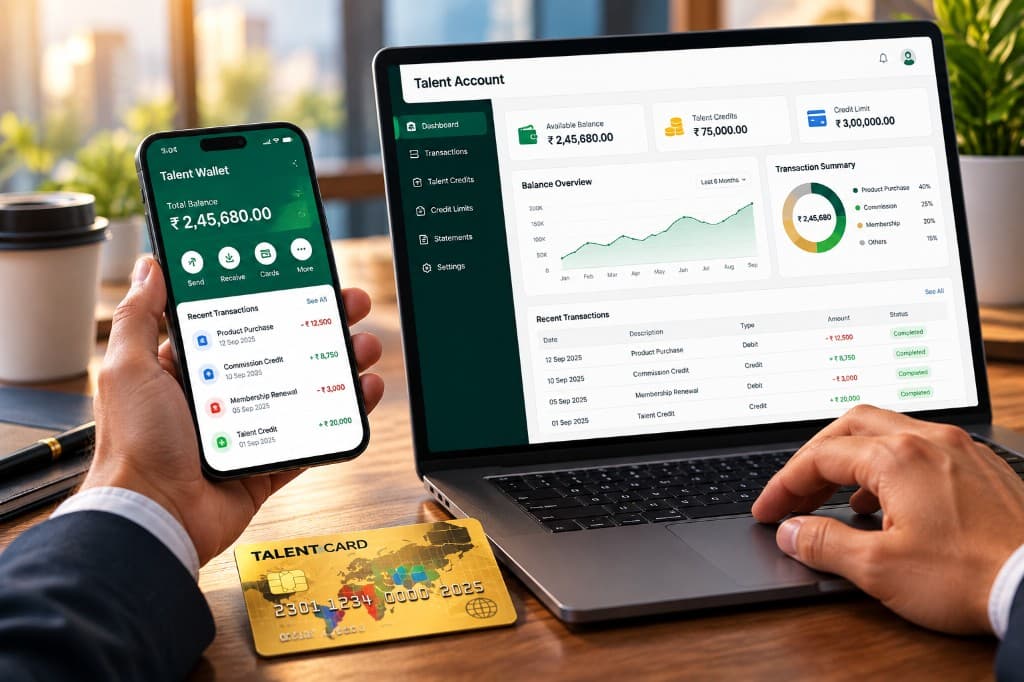 Talent wallet and credit-limit dashboard used for assessments and approvals