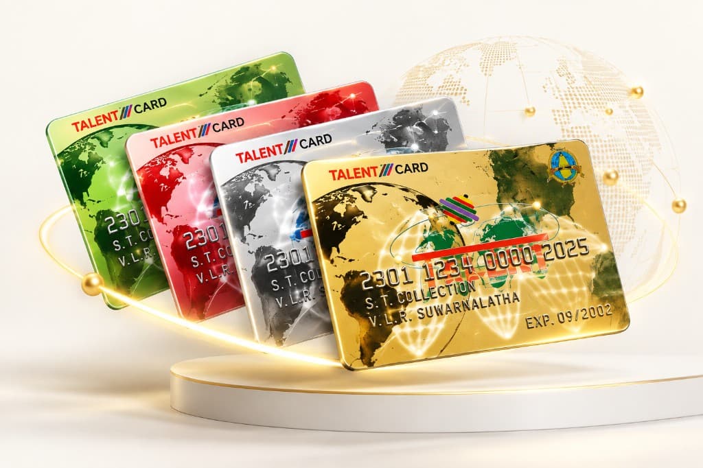 Gold, Silver, Red & White, and Green Talent Cards