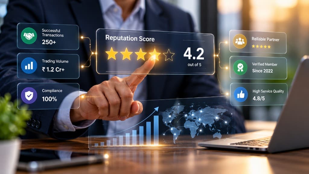Member reputation score based on trading performance and trust